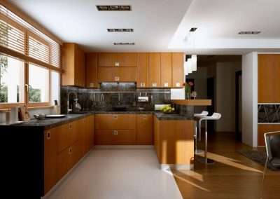 Amerikai stílusú konyha és nappali beépített szekrény