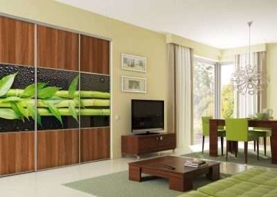 Bambusz mintás fotófólióval díszített beépített szekrény
