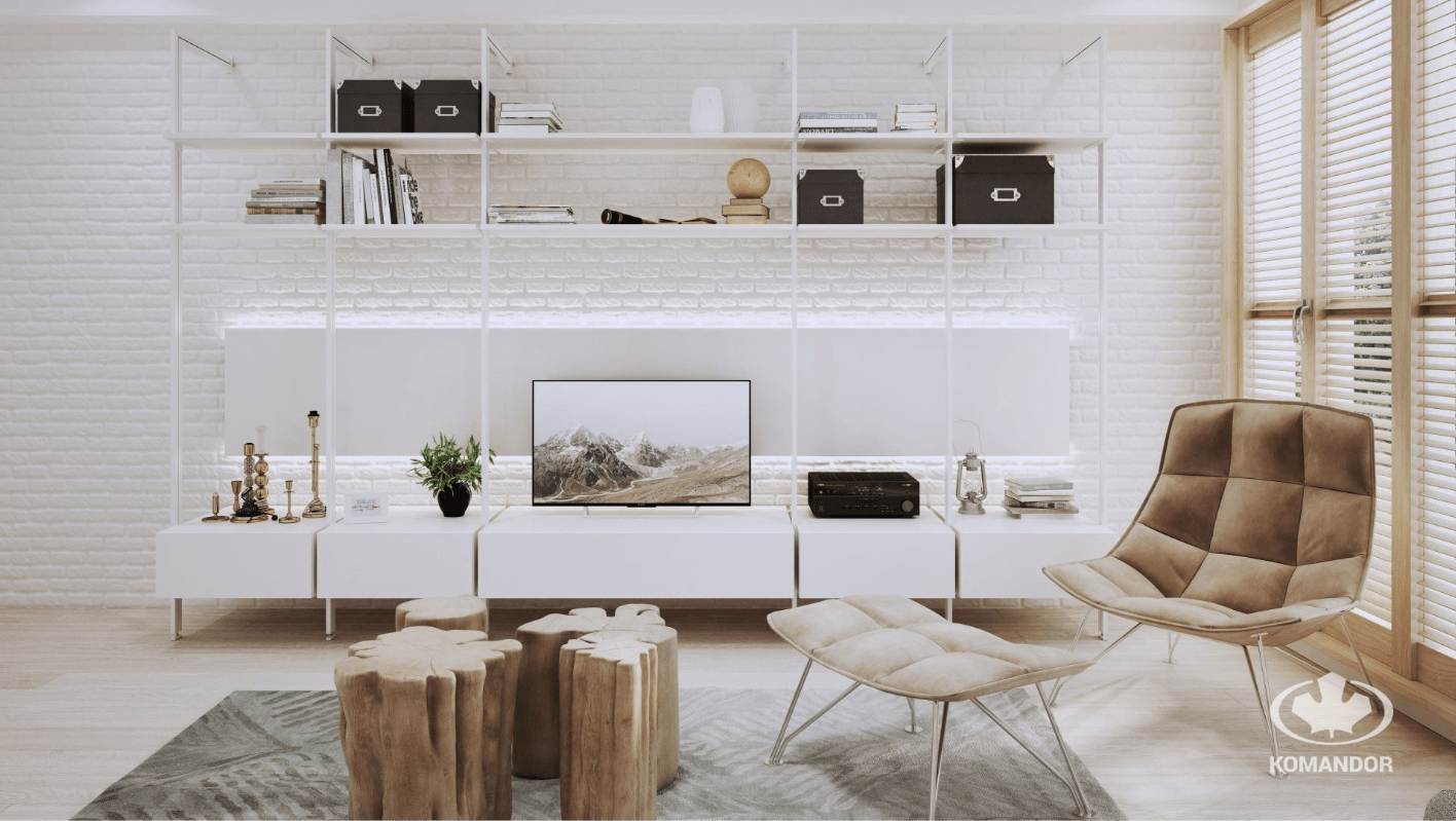 Az Orto rendszer egy skandináv stílusú gardróbszekrény alternatívája a nappaliban